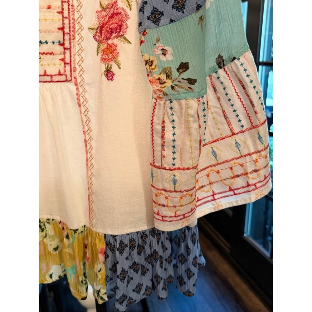 Coldwater Creek NWT Boho Embroidered V-Neck Tunic Multi Patchwork Plus Size 2X - Picture 4 of 8
